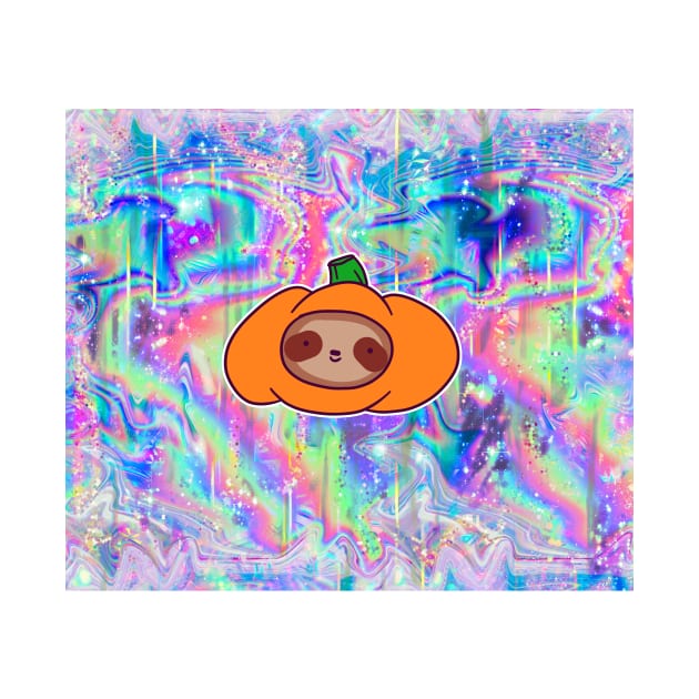 Pumpkin Face Sloth Rainbow Holographic by saradaboru
