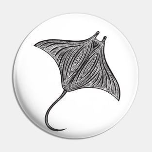 Manta Ray Ink Art - light colors Pin