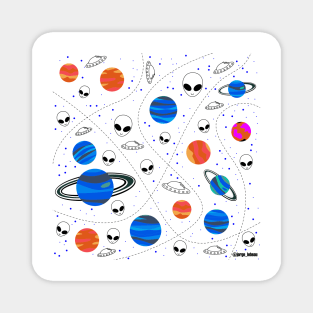 alien and planets halloween art pattern tpween2022 Magnet