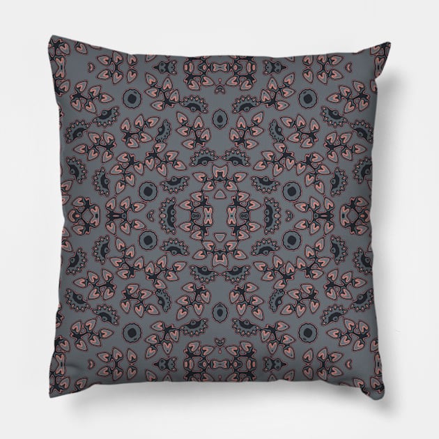 Retro pattern in gray/pink Pillow by Sinmara