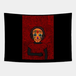 Embrace NFT Character - FemaleMask Doodle with Mexican Eyes Inspired by Buddha on TeePublic Tapestry