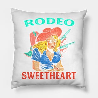 Sweetheart of the Rodeo Country Girl Western BOHO Vintage Retro Style Pillow