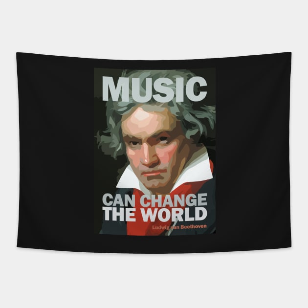 Beethoven Portrait and Quote Music Can Change The World Tapestry by Hot-Proper-Tees