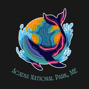 Acadia National Park Maine Colorful Abstract Indigo Whale T-Shirt