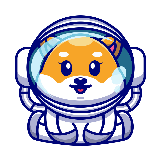 Cute baby shiba inu dog wearing an astronaut suit, cartoon character by Wawadzgnstuff