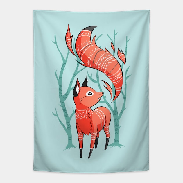 Winter Fox Tapestry by Freeminds