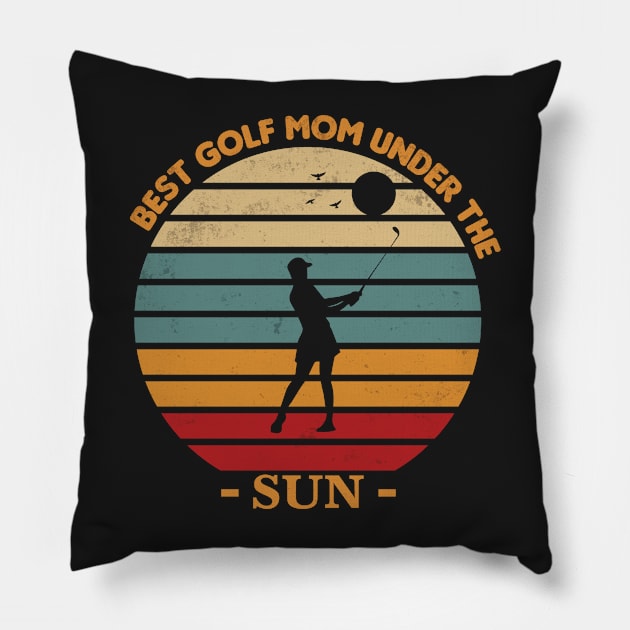 Retro Vintage Sunset Golf Mom Pillow by EpicMums