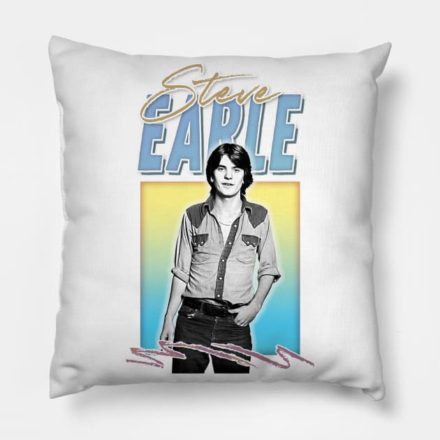 Steve Earle / Outlaw Country Retro Fan Design Pillow by DankFutura