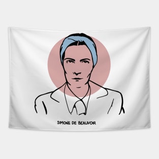 Simone de Beauvoir - Original Stylized Retro Graphic Design Tapestry