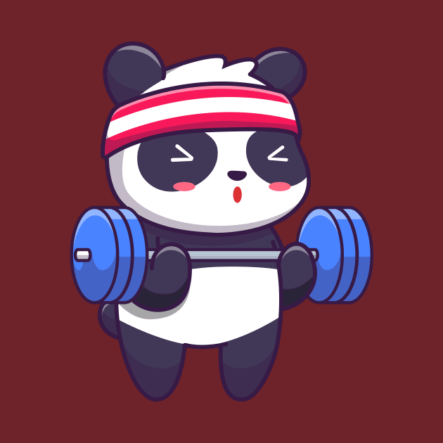 Cute panda lifting barbell by Catalyst Labs