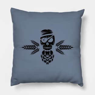 Hoppy Pirate Skull (black) Pillow
