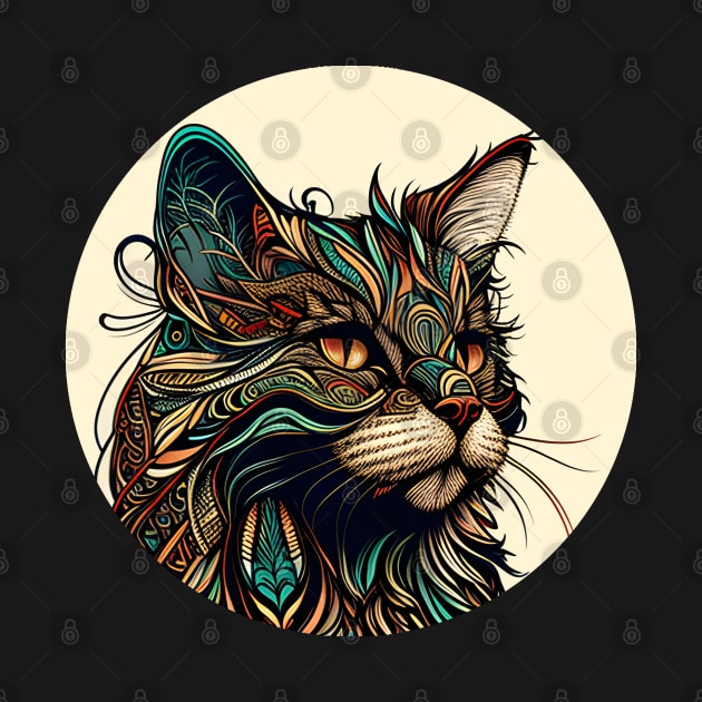 Boho Cat Vintage Lover - Love Cat Hippy by William Edward Husband