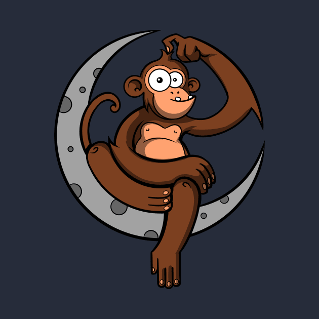 Moon Monkey Funny Space Ape by underheaven