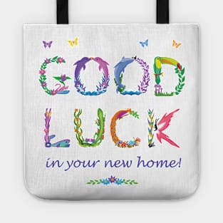 Good Luck in your new home - Tropical word art Tote