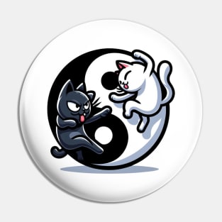 Ying Yang Fighting Cats Pin