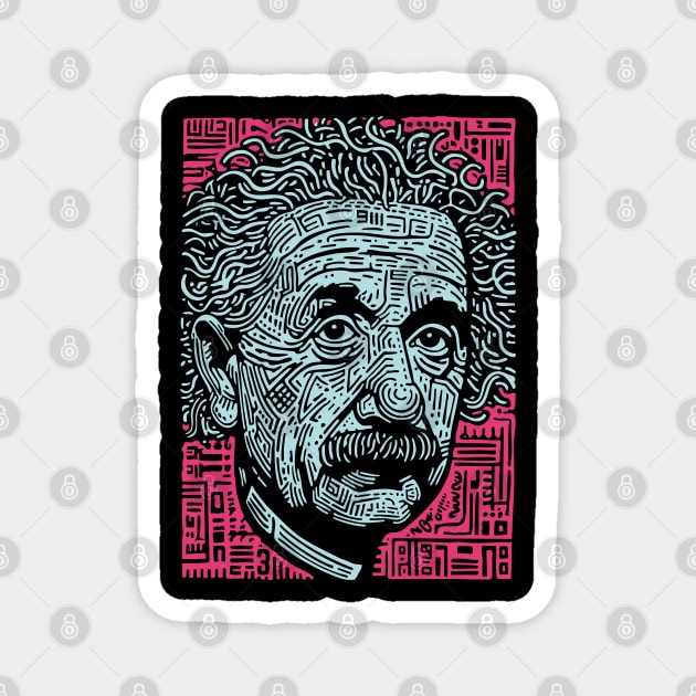 Psychedelic Einstein | Trippy Theory of Relativity Magnet by TuncGK