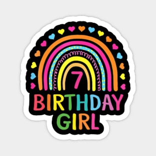 7 Years Old Rainbow Girls 7Th Birthday For Girls Kids Magnet