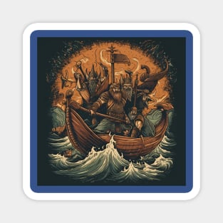 Viking Raiders on Longships Magnet