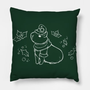 Christmas Capybara [White Lines] Pillow