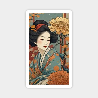 Japanese woman floral Magnet