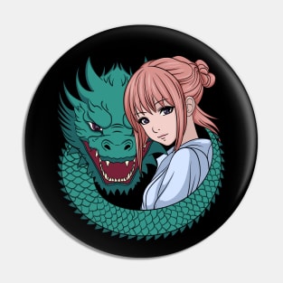 Anime Girl with Dragon Pin