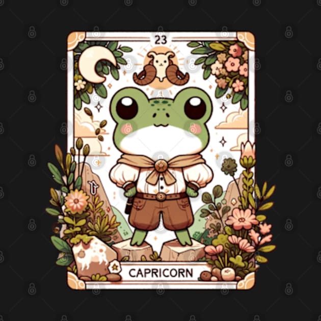 Capricorn Zodiac Cottagecore Frog Tarot Card Birthday by Lavender Celeste