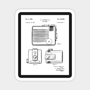 Box Camera Patent - Photographer Photography Fan Art - White Magnet