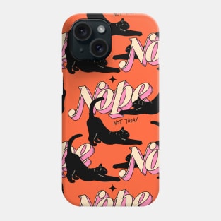 Monday Nope Black Cat Pattern in orange Phone Case