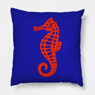 Red Seahorse Pillow