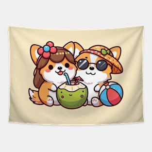 Corgi summer date Tapestry