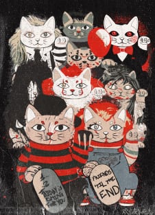 Horror Maneki Neko Vintage Gang Halloween Party 2019 Magnet