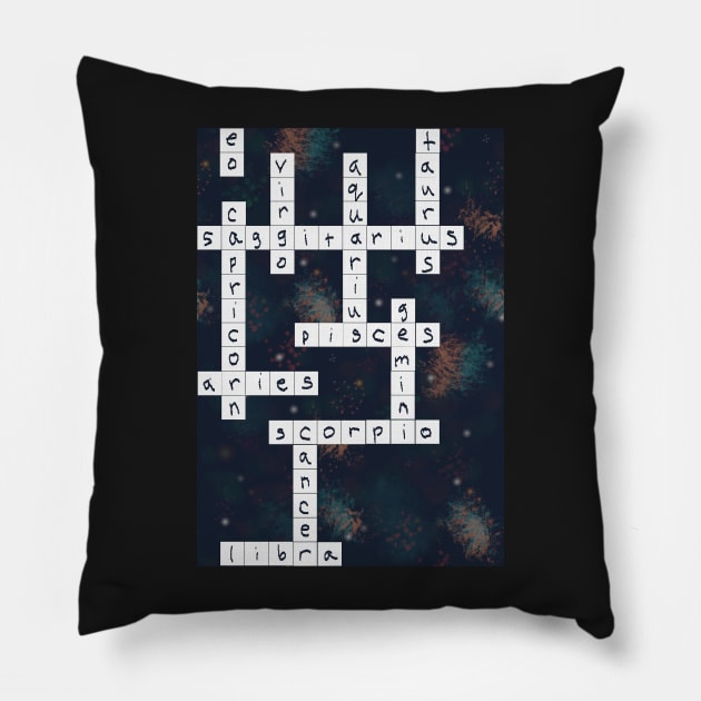 Astrology Crossword Pillow by LochNestFarm