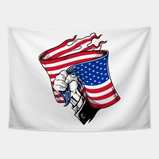 hand holding USa flag Tapestry