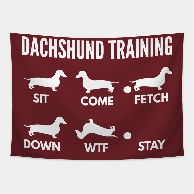 Dachshund Training Wiener Tricks Tapestry by DoggyStyles