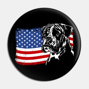 Proud Boxer Dog American Flag patriotic dog Pin