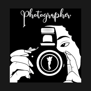 female photographer black and white artwork T-Shirt