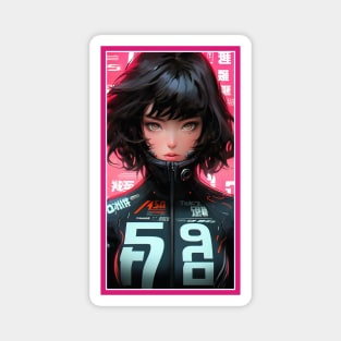 Anime Race Girl | High Quality Anime Artwork | Chibi Manga Anime Art Magnet