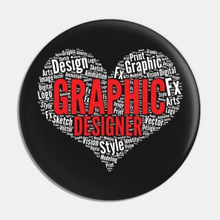 Graphic Designer Heart Shape Word Cloud Design design Pin