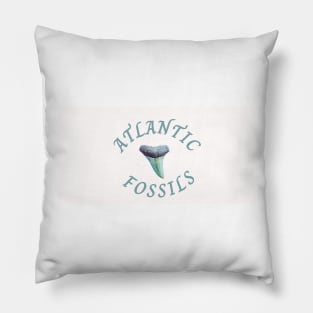 Nautical Light Blue Atlantic Fossils Shark Tooth White Print Pillow