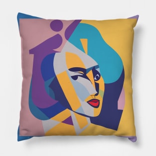 Sally - Cubism Portrait with Border Pillow