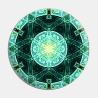 Mosaic Mandala Teal and Yellow Pin