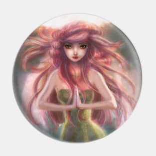 Pink Haired Fairy Woman Pin