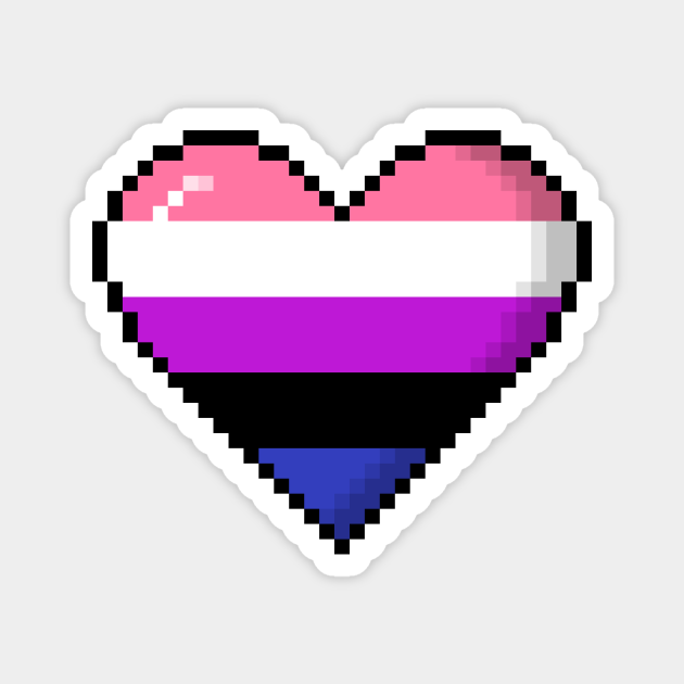 Genderfluid Pride 8-Bit Pixel Heart - Pixelated - Magnet | TeePublic