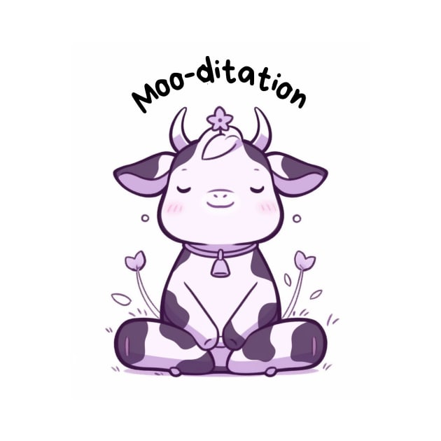 Kawaii Cute Yoga Meditating Cow by AdaMazingDesign