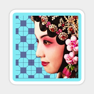 Chinese Opera Star with Blue Tile Floor Pattern- Hong Kong Retro Magnet