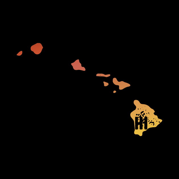 US state pride: Stamp map of Hawaii (HI letters cut out) by AtlasMirabilis