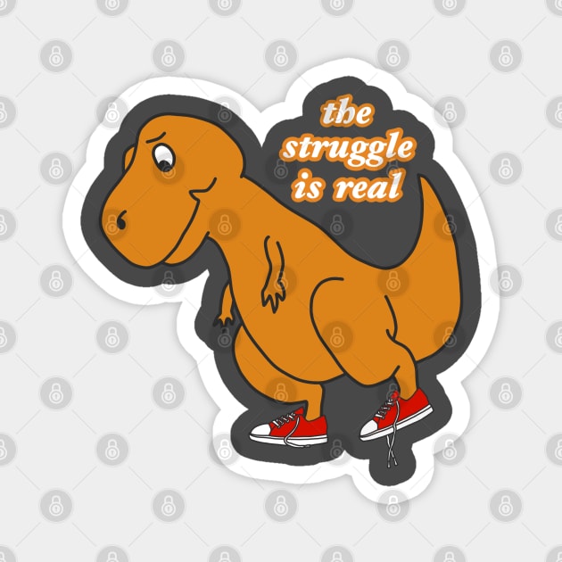 Retro T-Rex Struggle Vintage 90s Aesthetic dinosaur Magnet by faiiryliite