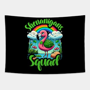 Shenanigan Squad Irish Flamingo Leprechaun St Patrick's Day Tapestry