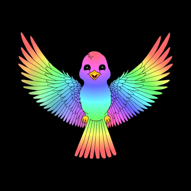 Cute Rainbow Spectrum Bird by Art by Deborah Camp