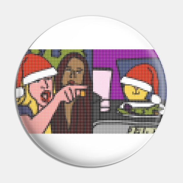 Woman Yelling At Cat Meme Dotty Christmas Santa Hat Pin by ellenhenryart